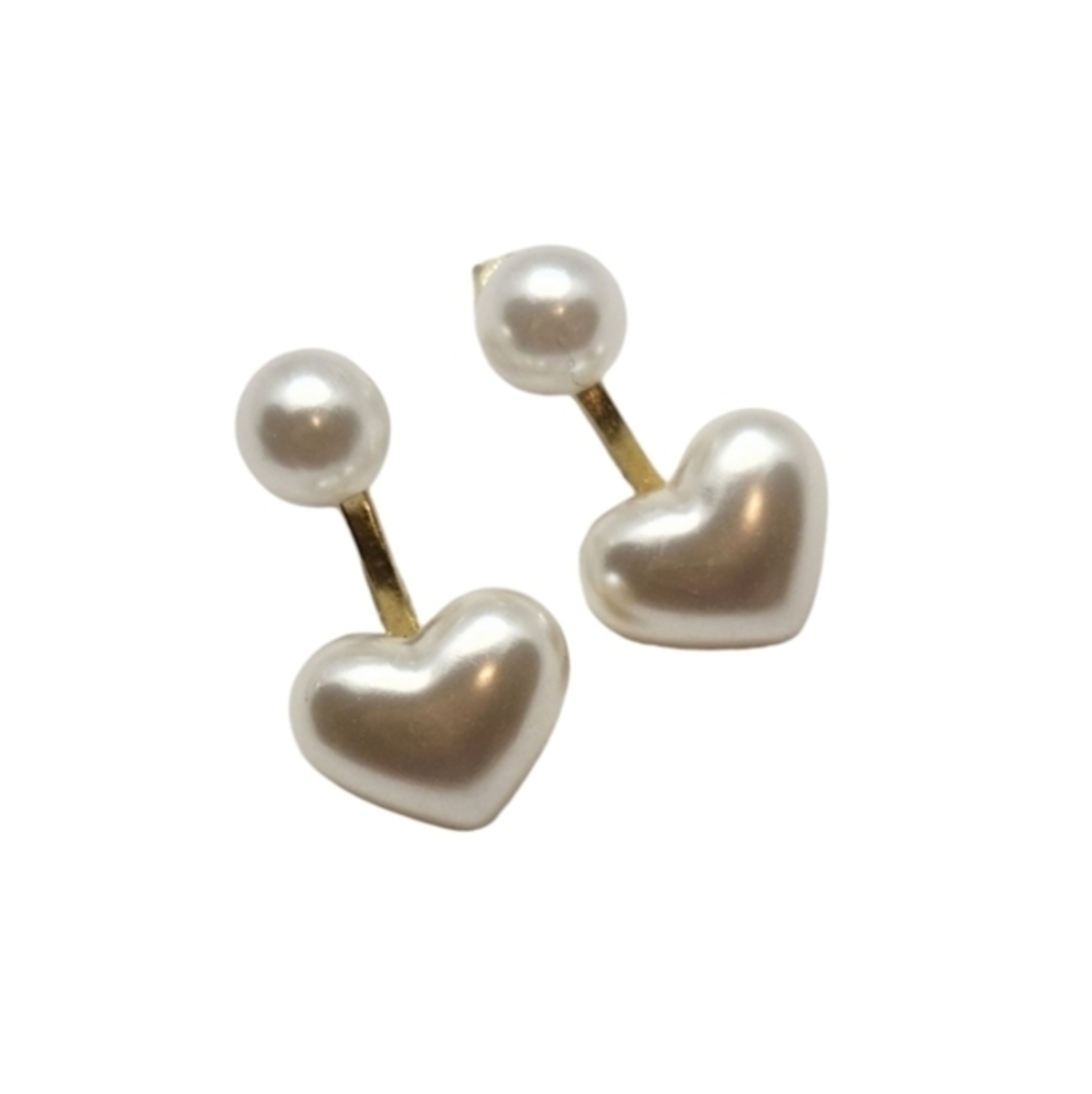 18K Gold Plated Pearl‎ Heart Shape Drop Earrings